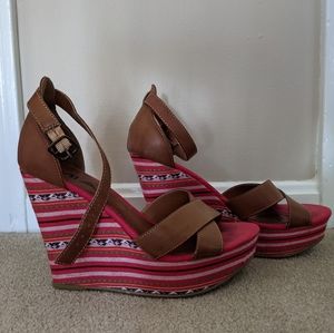 MIA patterned wedge sandals